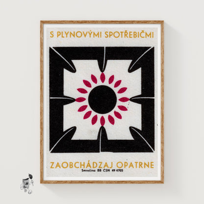 Keep Safe Around Gas - vintage matchbox label print