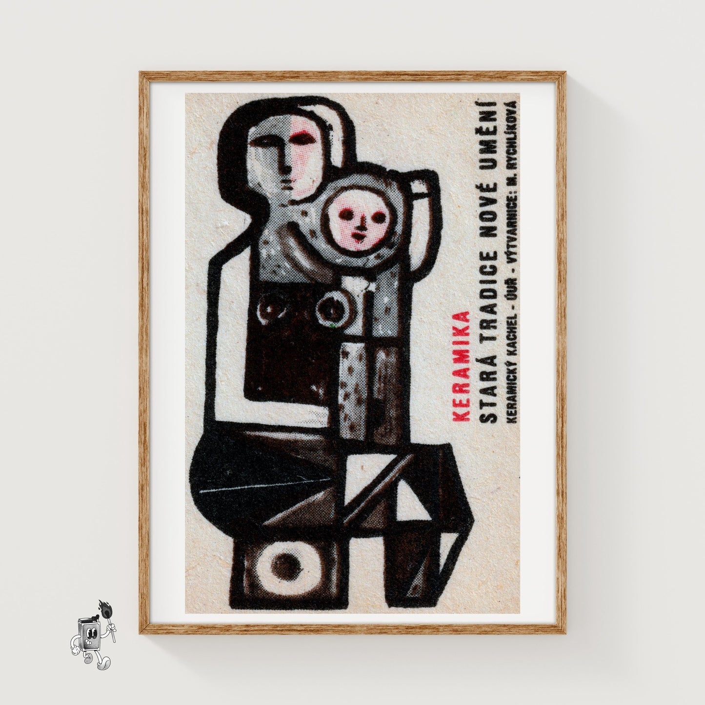 Abstract Faces - vintage matchbox label print