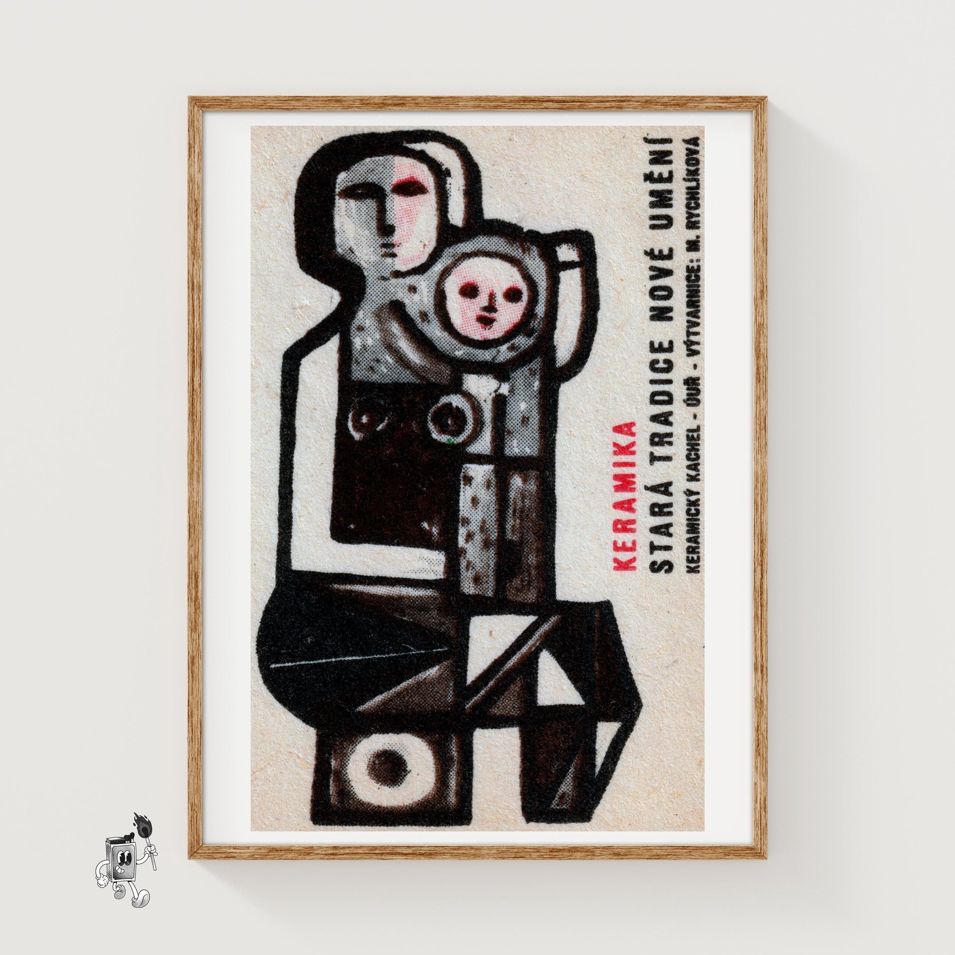 Abstract Faces - vintage matchbox label print