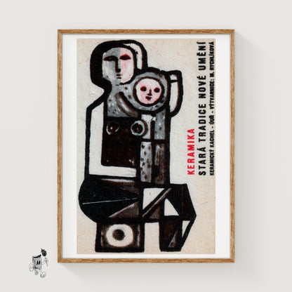 Abstract Faces - vintage matchbox label print