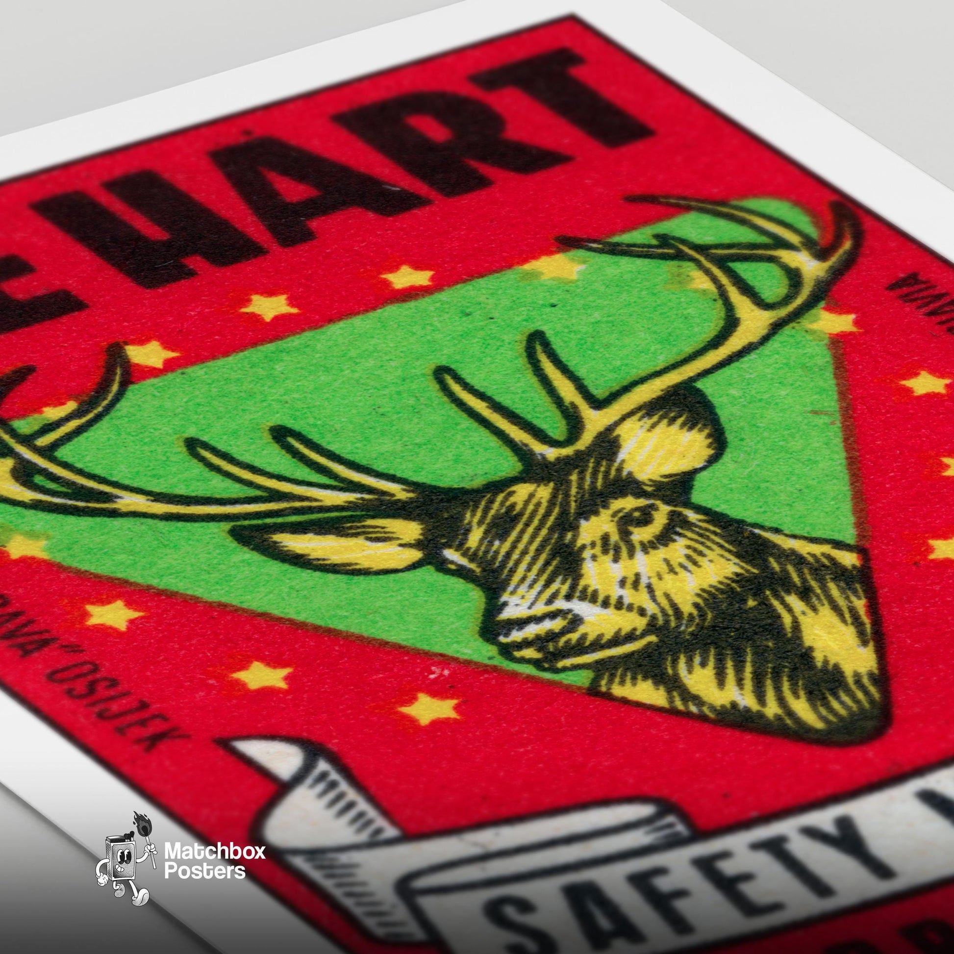 Deer Head - vintage matchbox label print - close-up detail