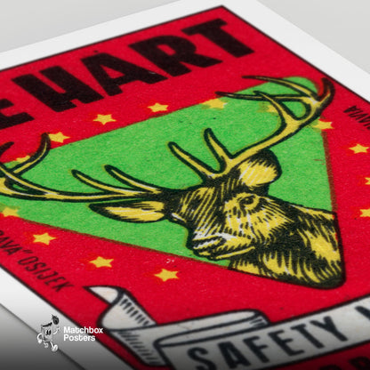 Deer Head - vintage matchbox label print - close-up detail