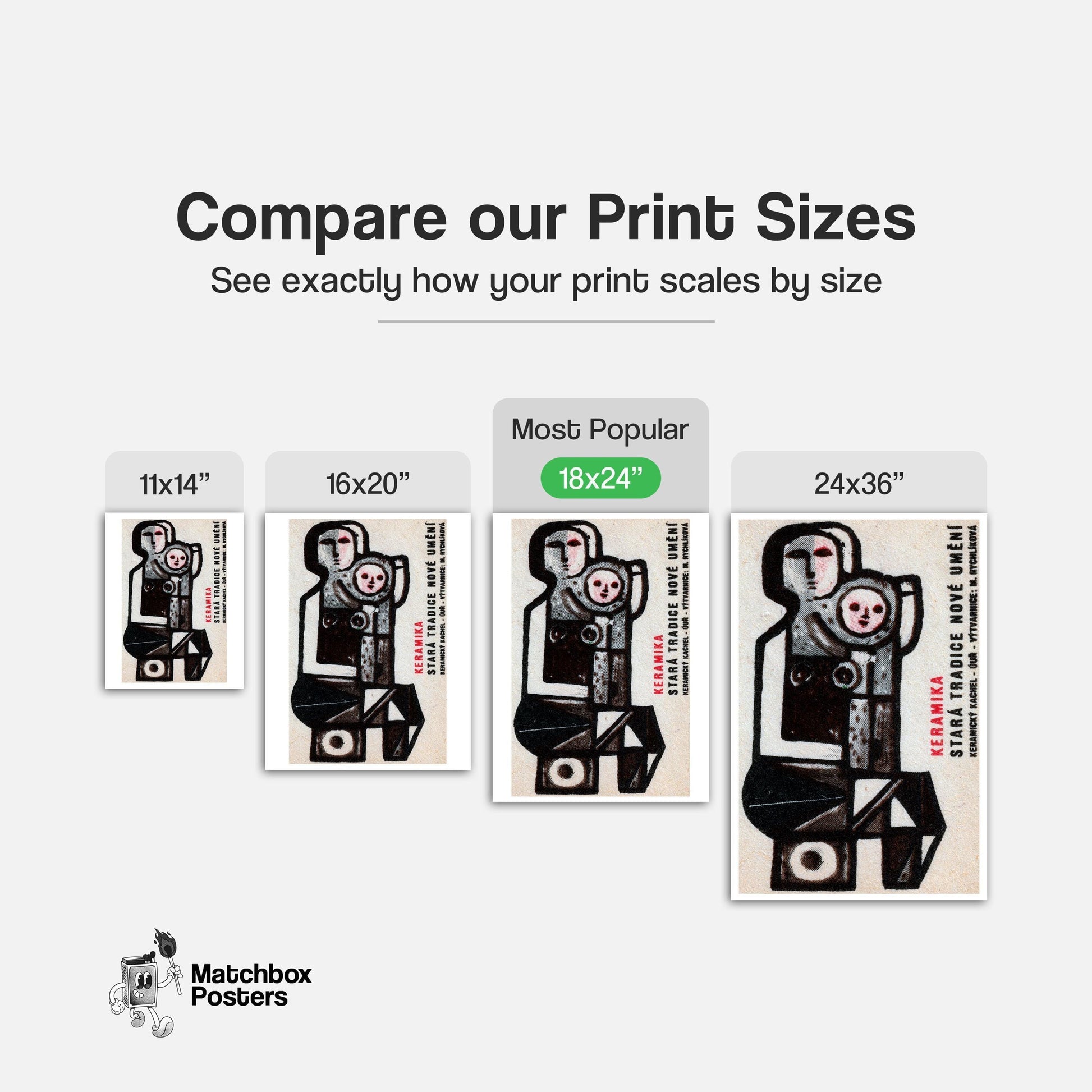 Abstract Faces - vintage matchbox label print - gallery wall preview