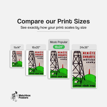 Electricity Pylon - vintage matchbox label print - gallery wall preview