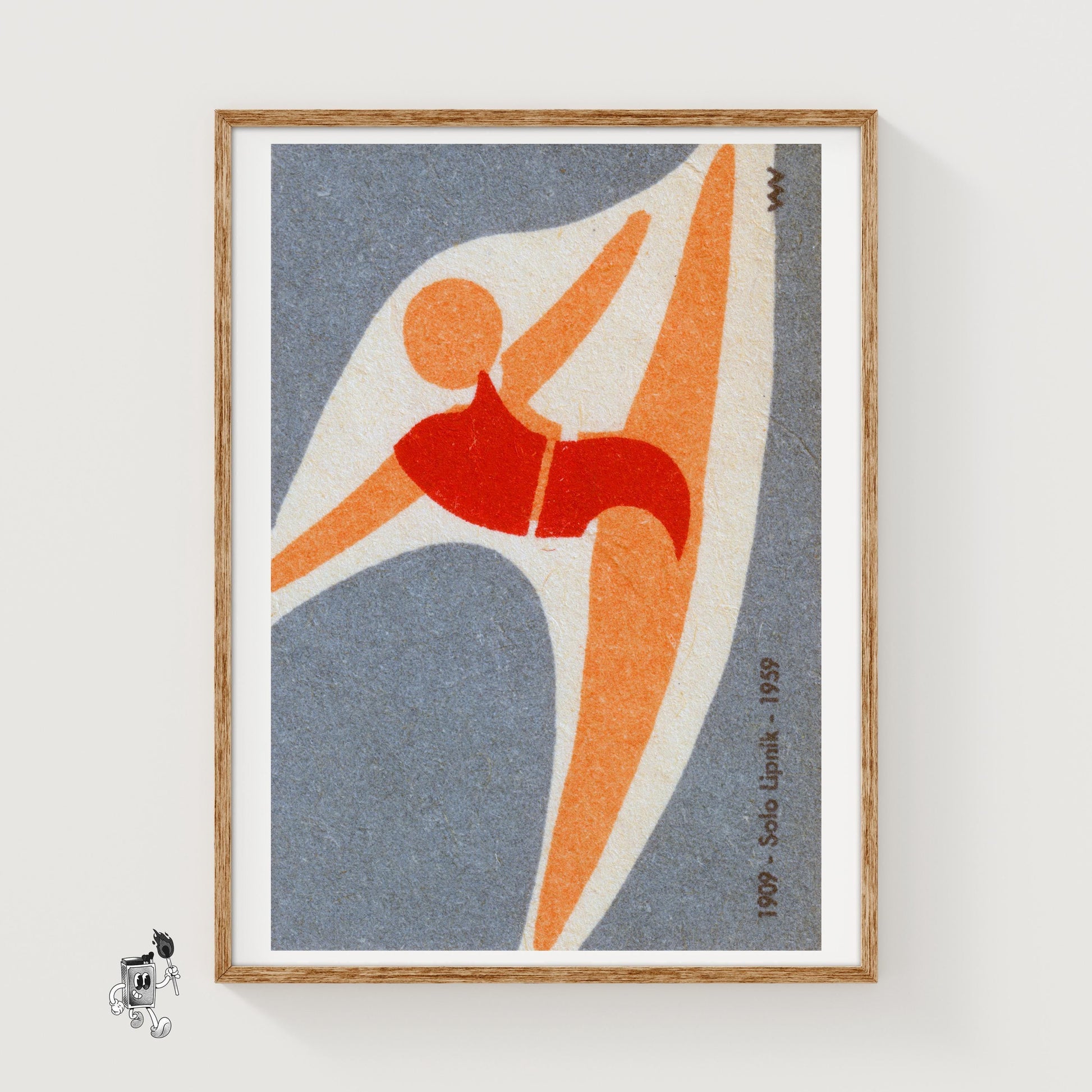 Abstract Depiction Of A Gymnast - vintage matchbox label print