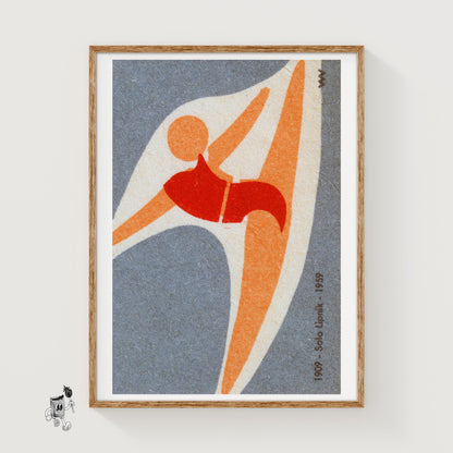 Abstract Depiction Of A Gymnast - vintage matchbox label print