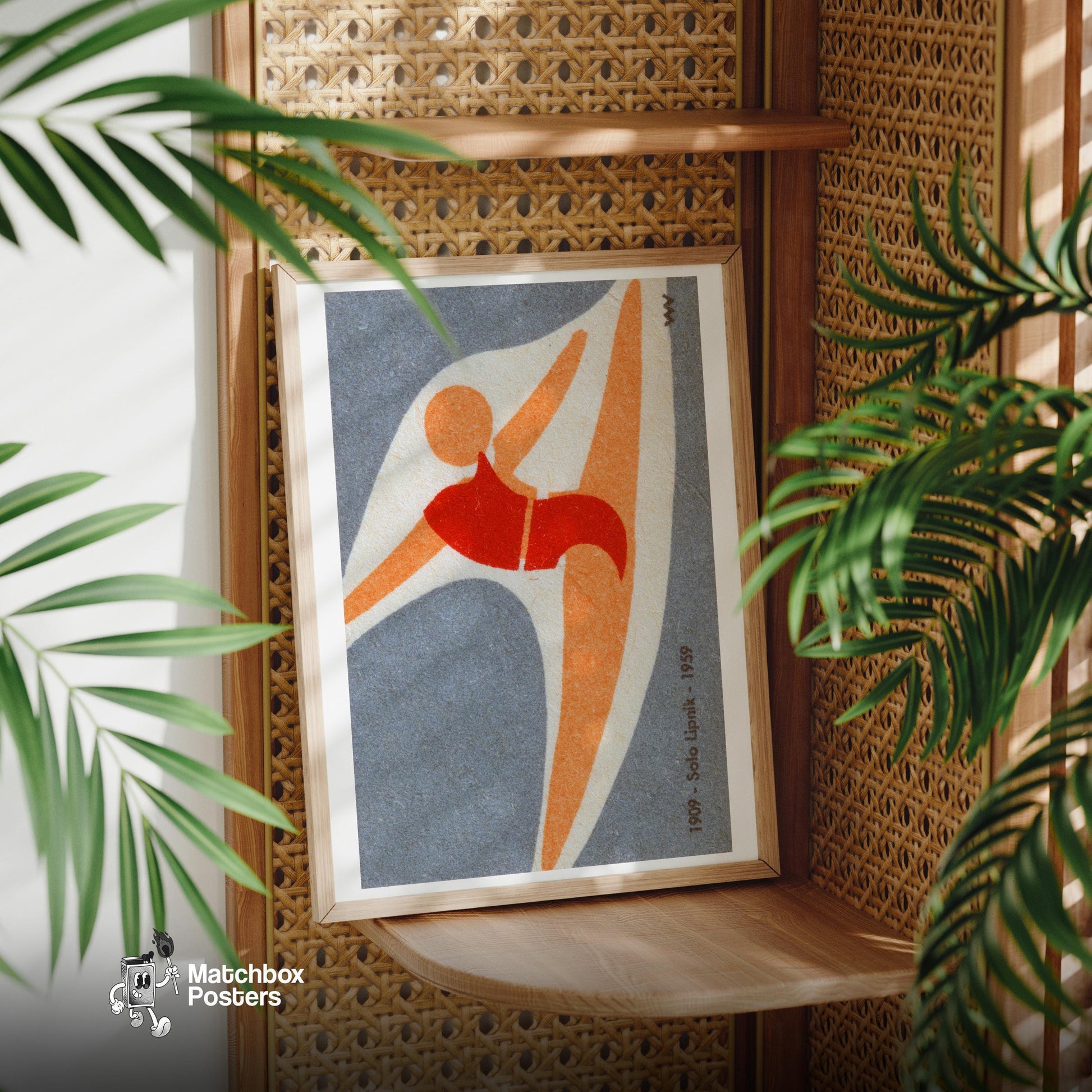 Abstract Depiction Of A Gymnast - vintage matchbox label print - office wall