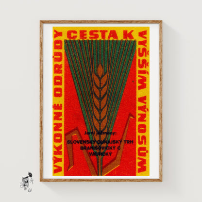Wheat Farming - vintage matchbox label print