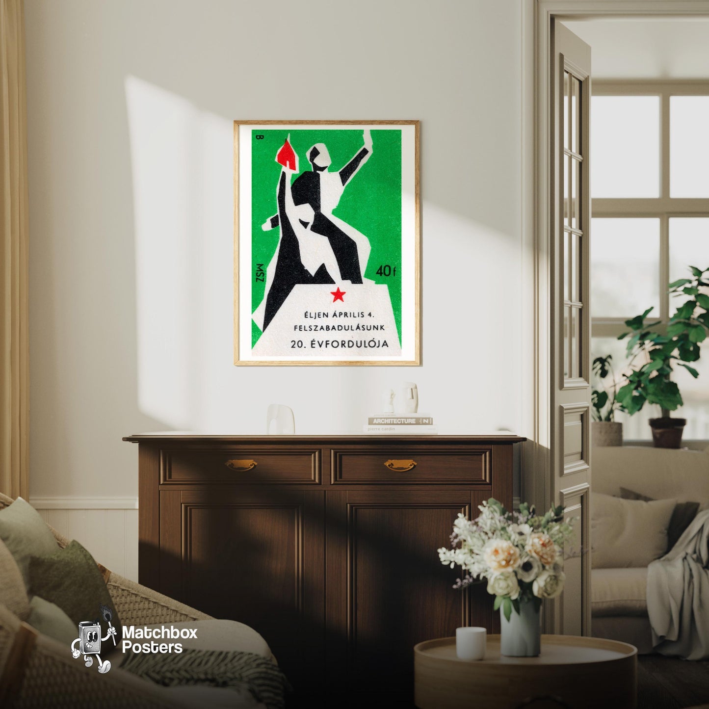 Victory Monument - vintage matchbox label print - living room mockup