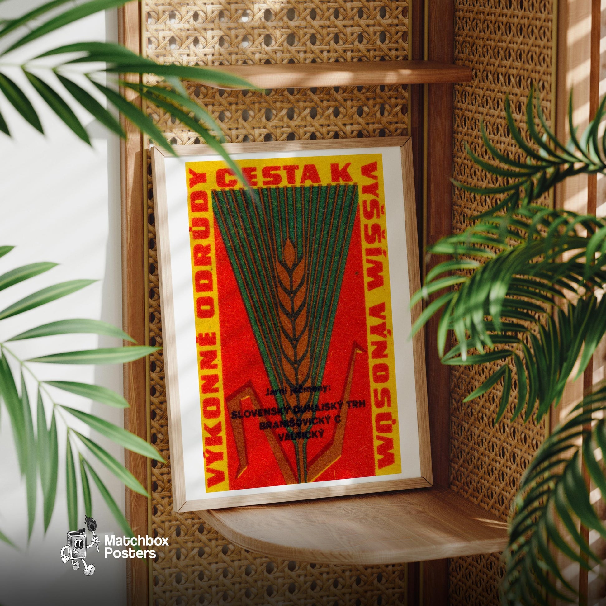 Wheat Farming - vintage matchbox label print - office wall