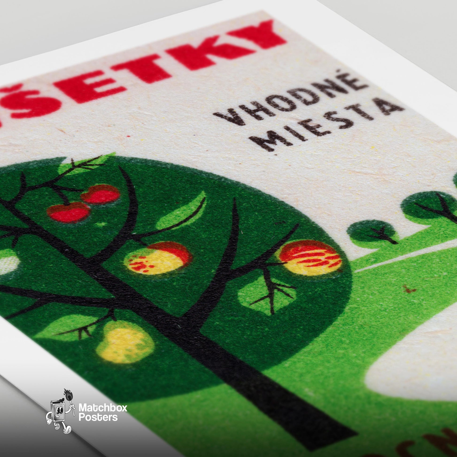 Fruit Trees - vintage matchbox label print - close-up detail