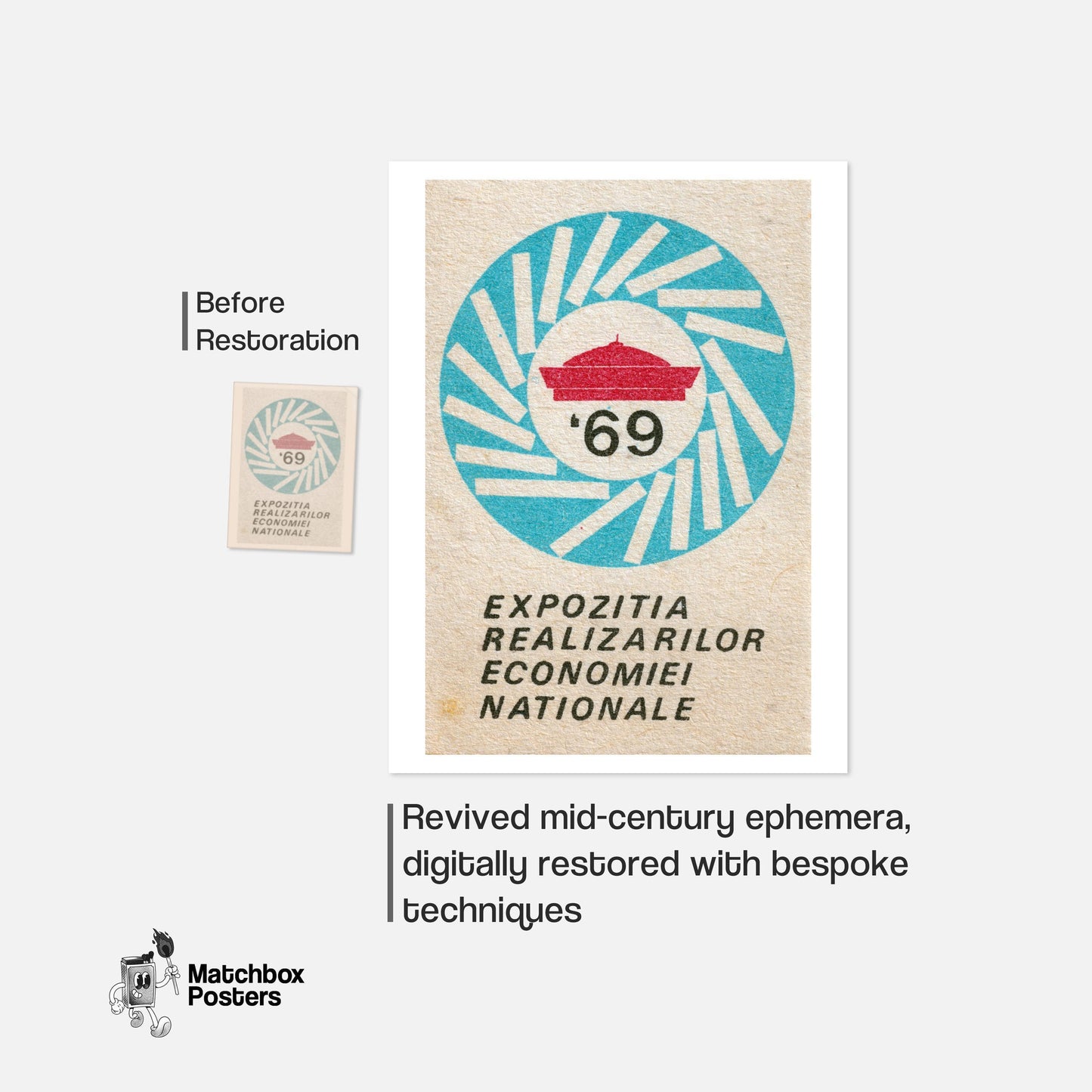 National Economy Showcase - vintage matchbox label print - framed wall art preview
