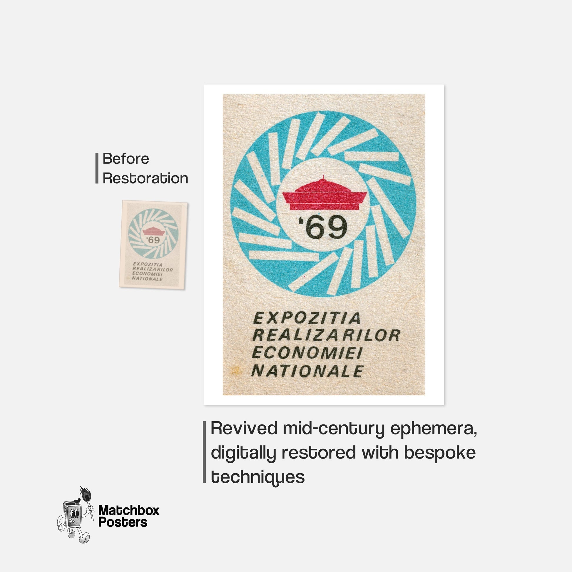 National Economy Showcase - vintage matchbox label print - framed wall art preview