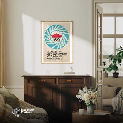 National Economy Showcase - vintage matchbox label print - living room mockup
