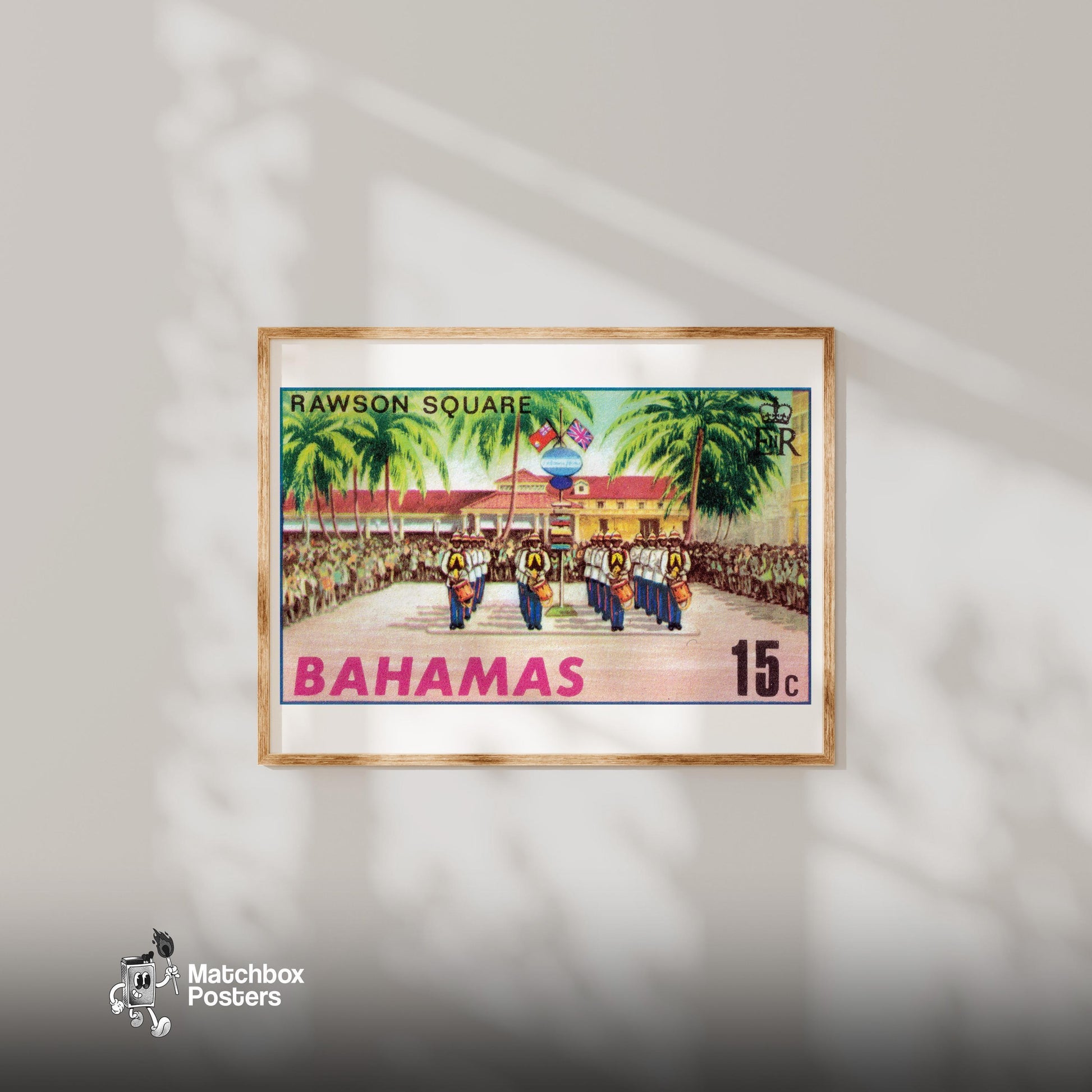Marching Band Bahamas - vintage matchbox label print - bedroom mockup