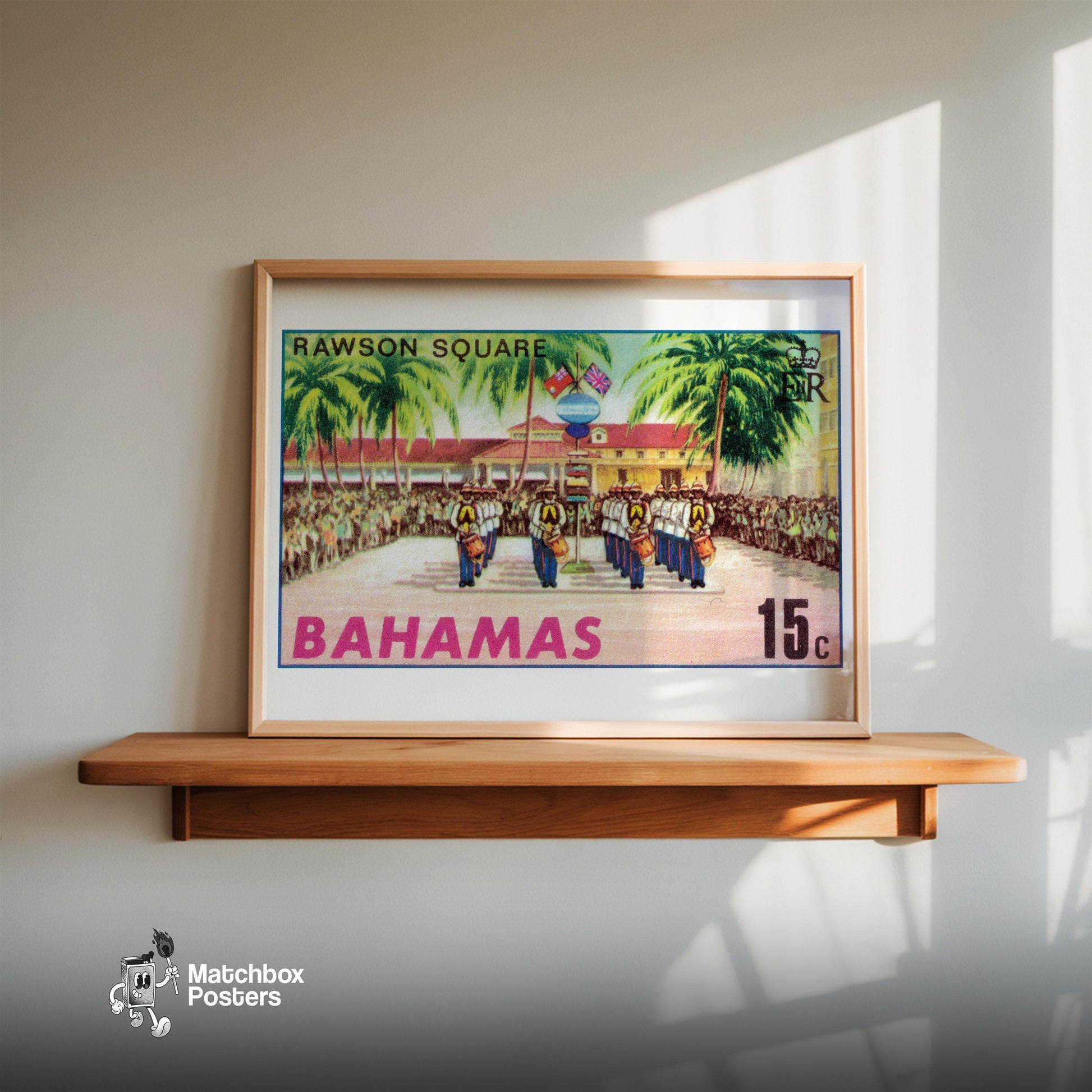 Marching Band Bahamas - vintage matchbox label print - size comparison