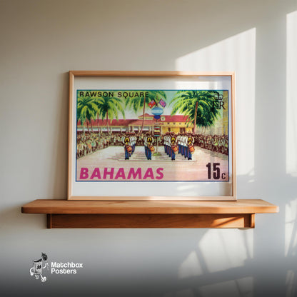 Marching Band Bahamas - vintage matchbox label print - size comparison