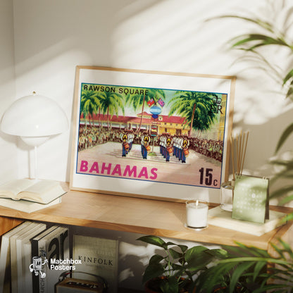 Marching Band Bahamas - vintage matchbox label print - office wall