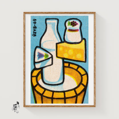 Milk and Cheese - vintage matchbox label print