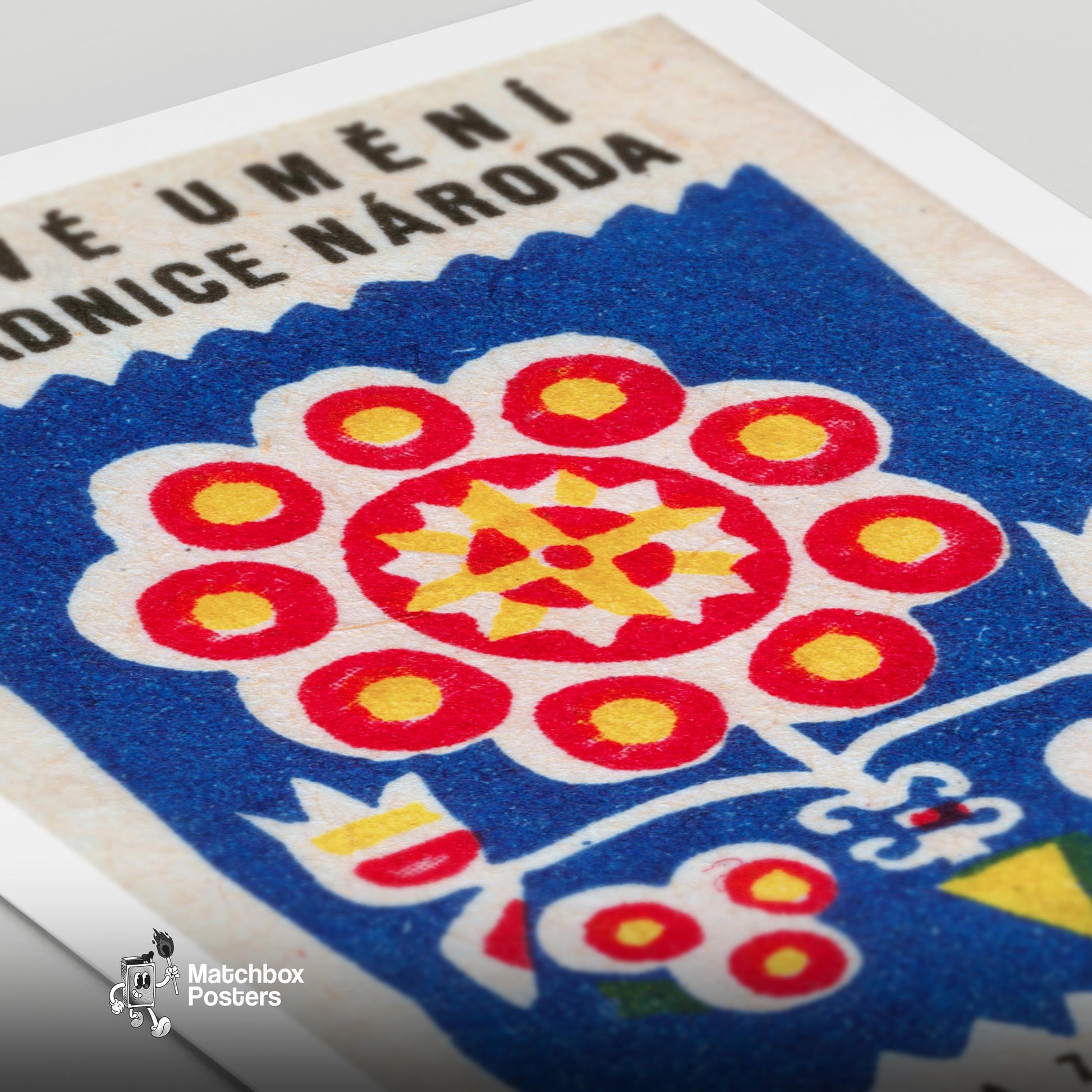 Floral - vintage matchbox label print - close-up detail