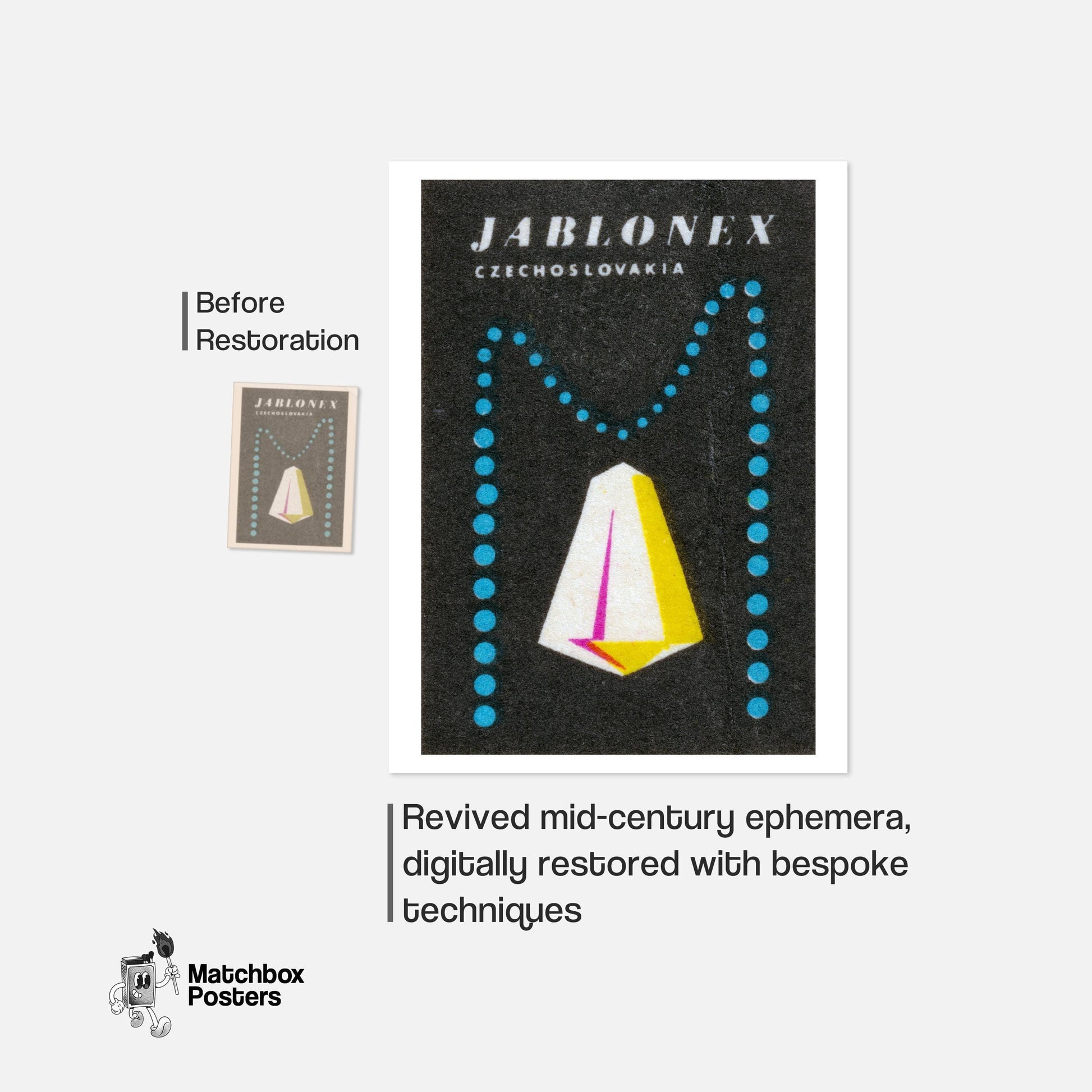 Geometric Shapes - vintage matchbox label print - framed wall art preview
