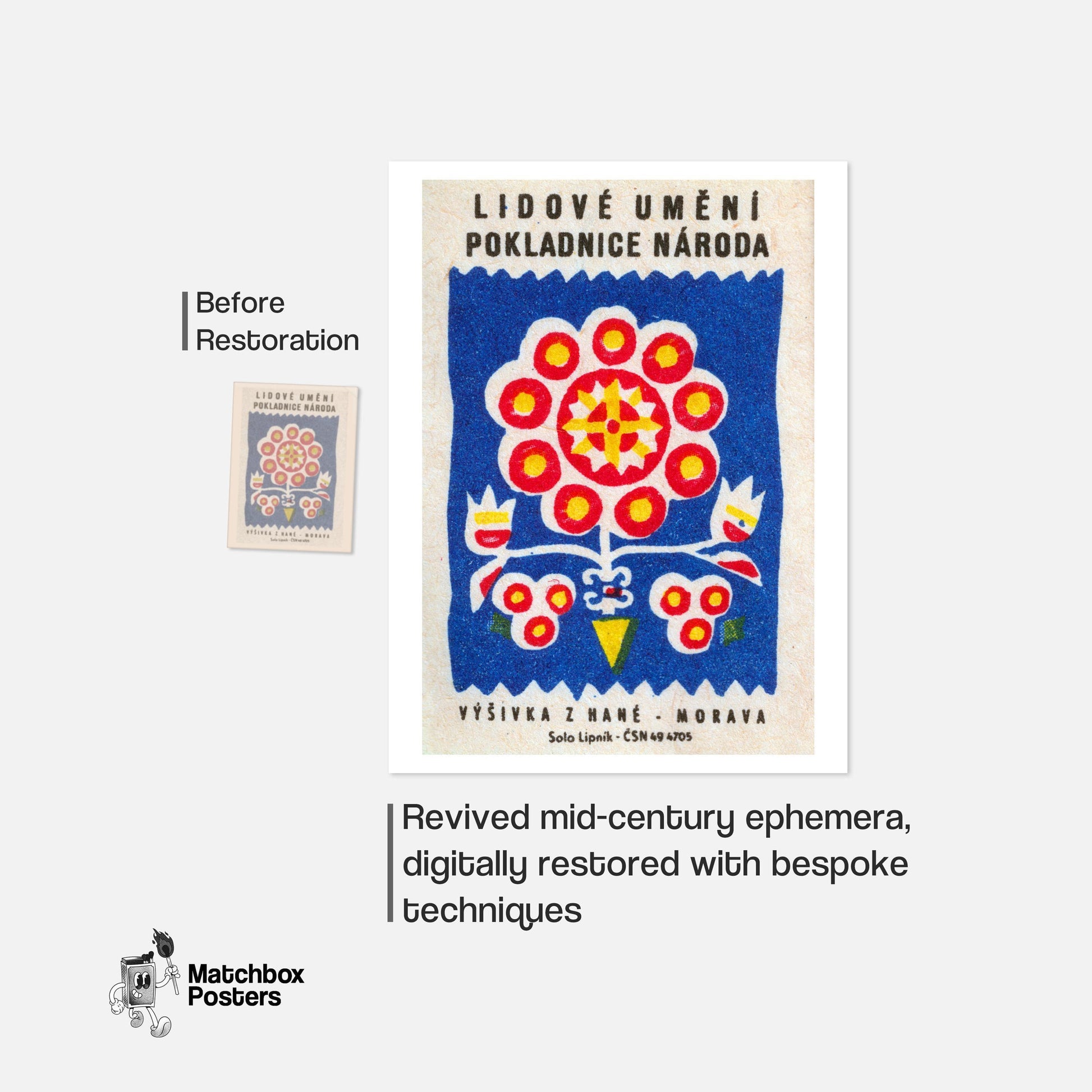 Floral - vintage matchbox label print - framed wall art preview