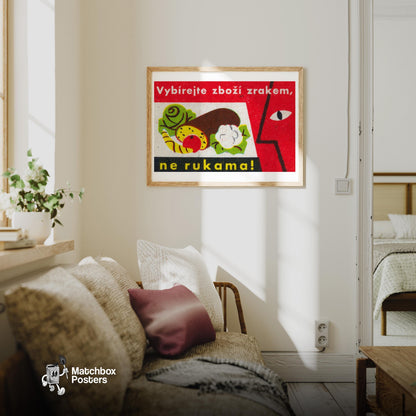 Vegetables - vintage matchbox label print - living room mockup