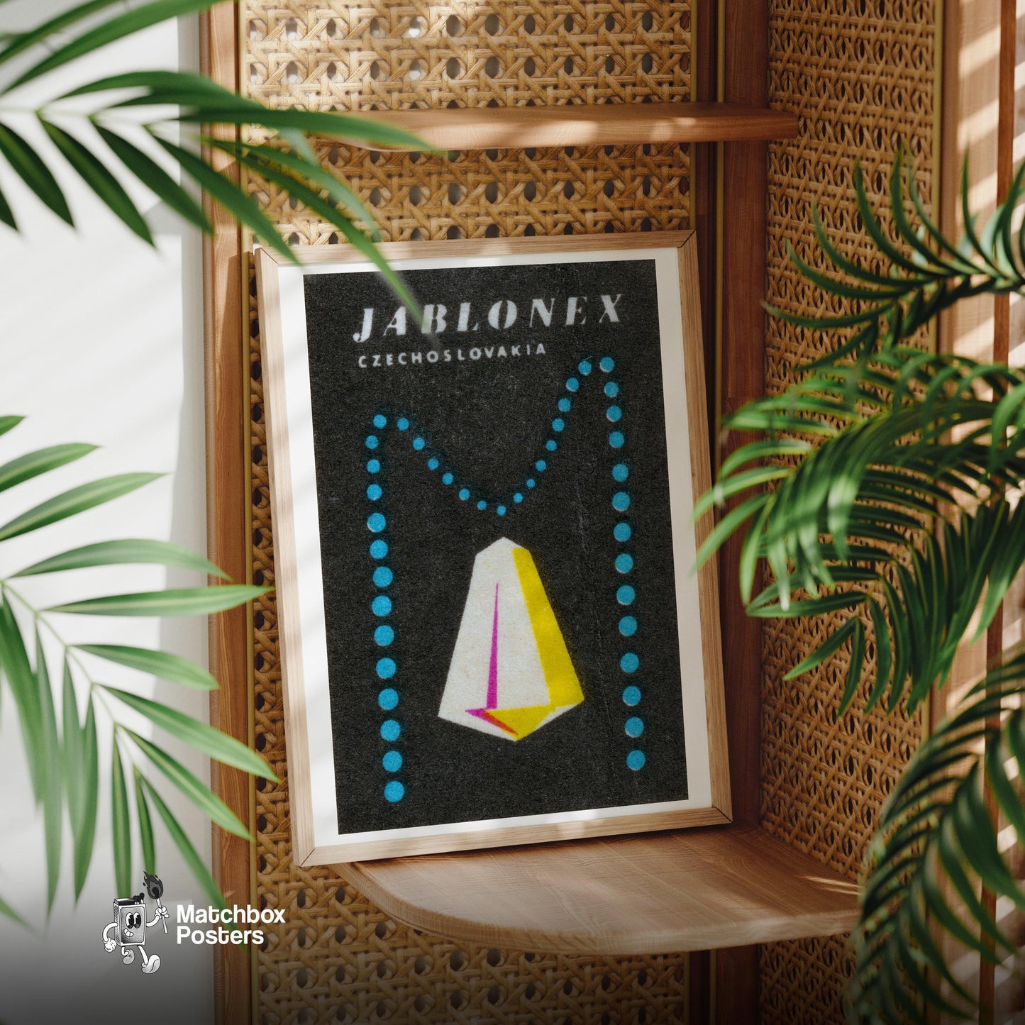 Geometric Shapes - vintage matchbox label print - office wall