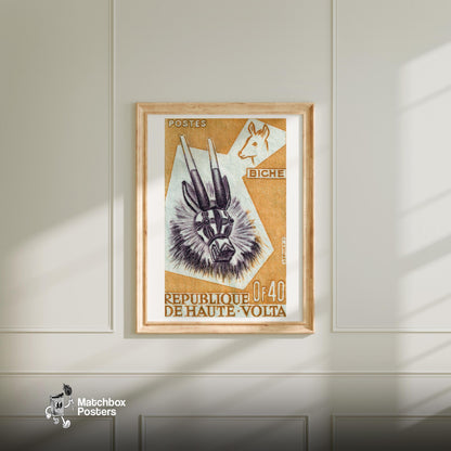 Animal Mask - vintage matchbox label print - bedroom mockup