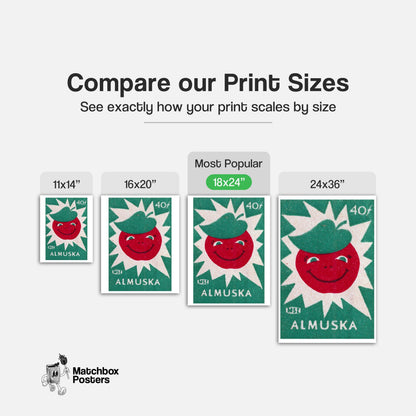 Smiling Red Apple - vintage matchbox label print - gallery wall preview