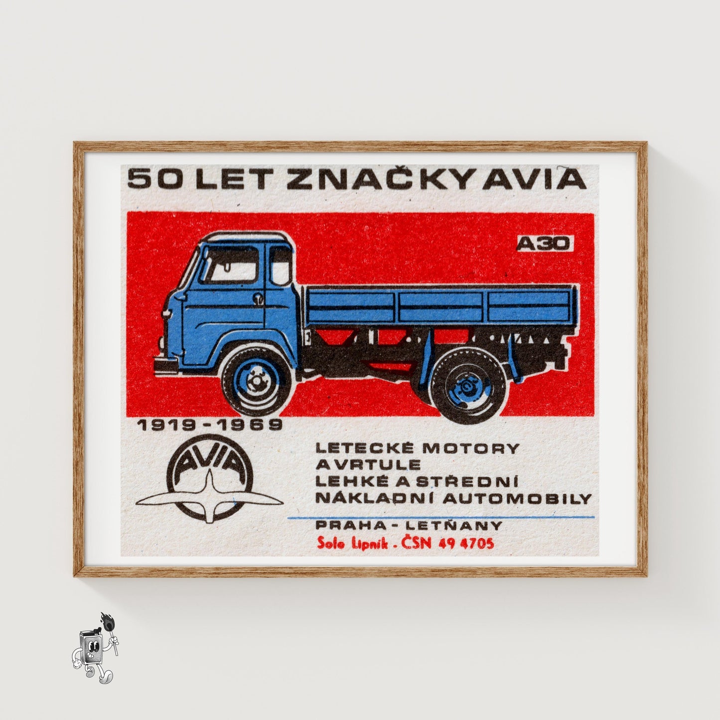 Blue Truck - vintage matchbox label print