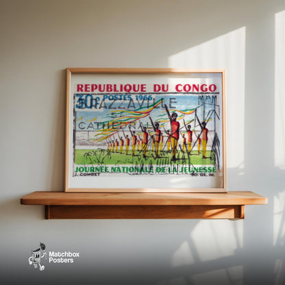 National Parade - vintage matchbox label print - size comparison