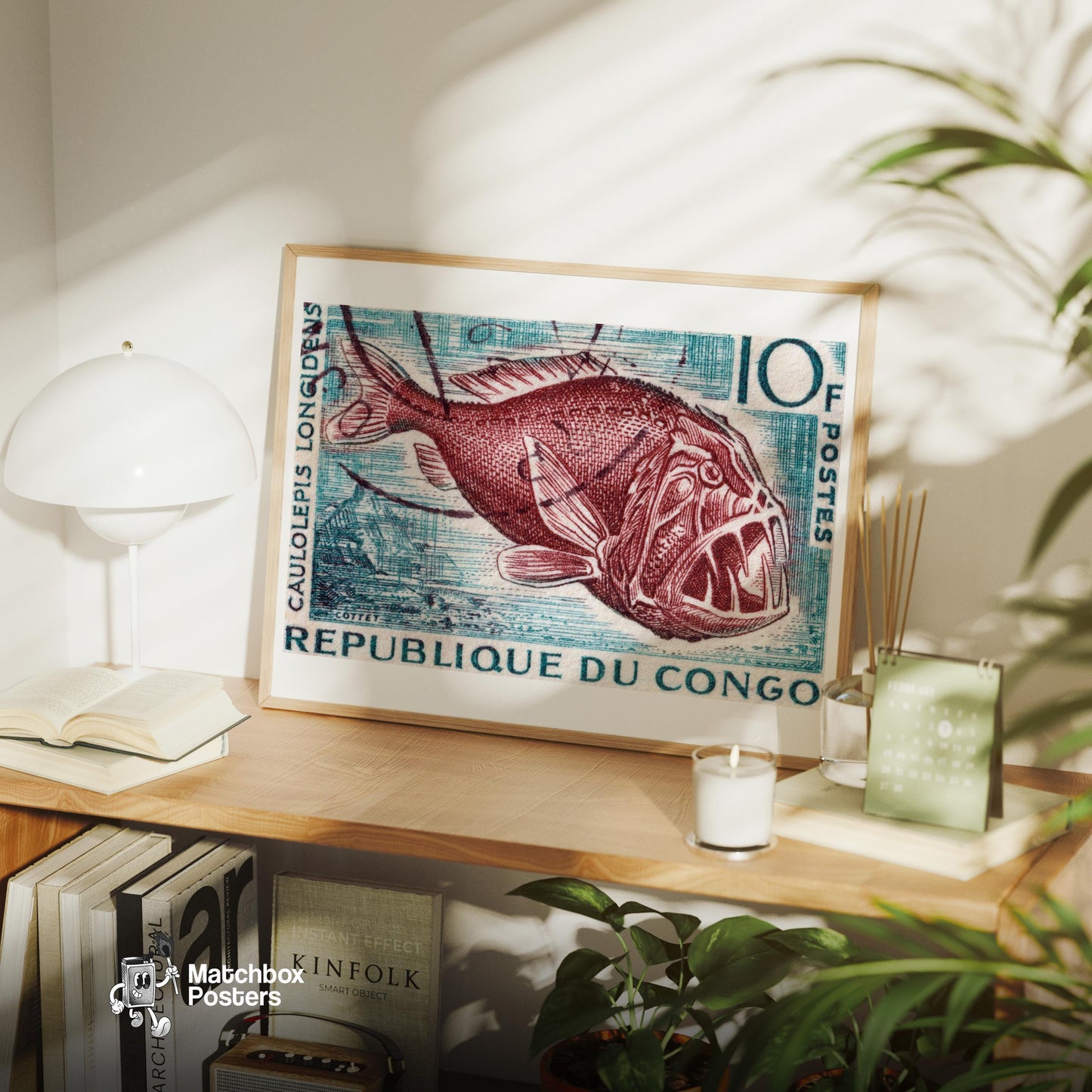 Deep Sea Fish - vintage matchbox label print - office wall