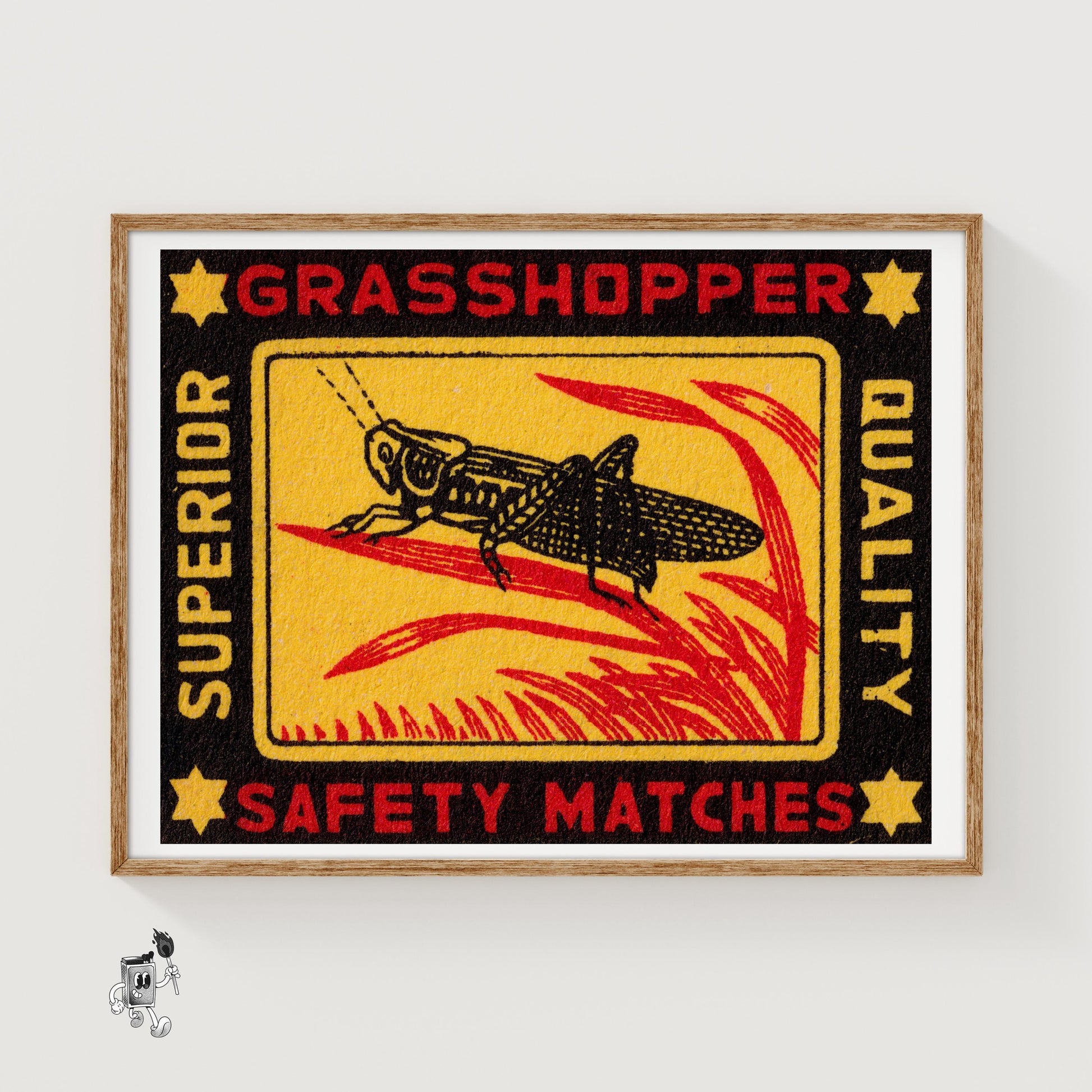 Grasshopper - vintage matchbox label print