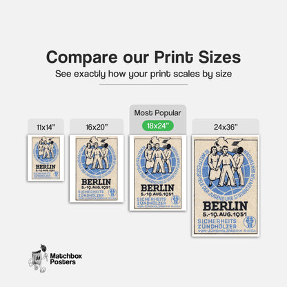 Three People Holding Hands - vintage matchbox label print - gallery wall preview