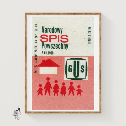 National Census - vintage matchbox label print