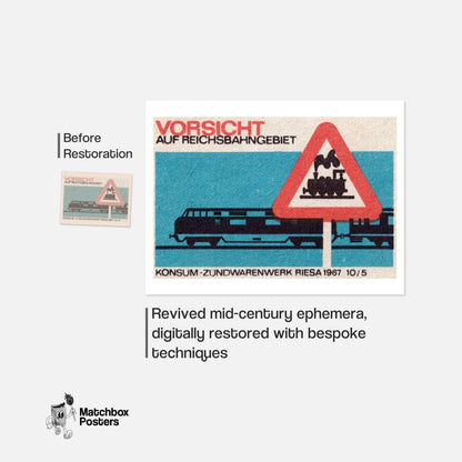 Train Germany 1960s-70s Matchbox Label - vintage matchbox label print - framed wall art preview