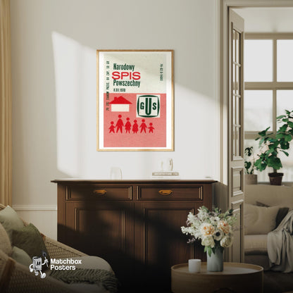 National Census - vintage matchbox label print - living room mockup