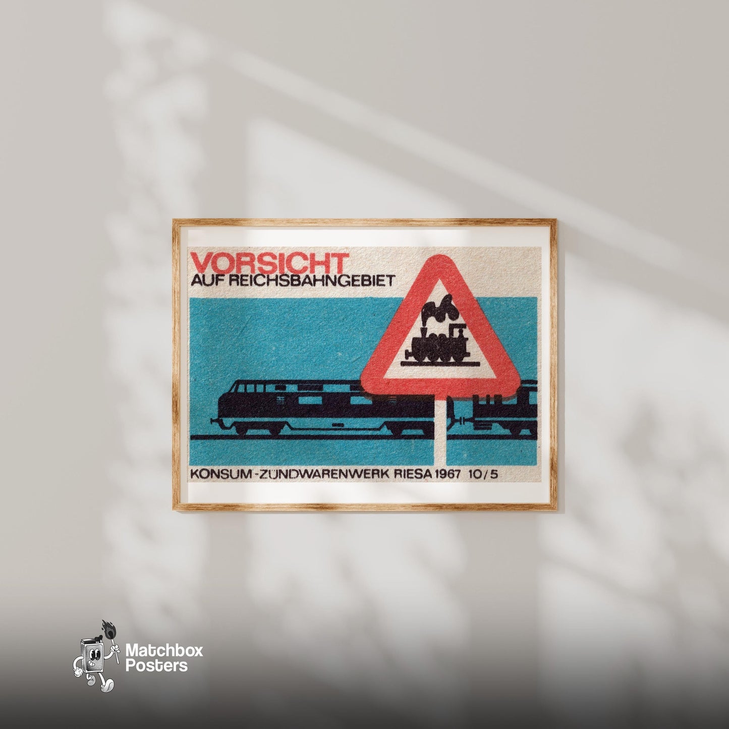 Train Germany 1960s-70s Matchbox Label - vintage matchbox label print - bedroom mockup