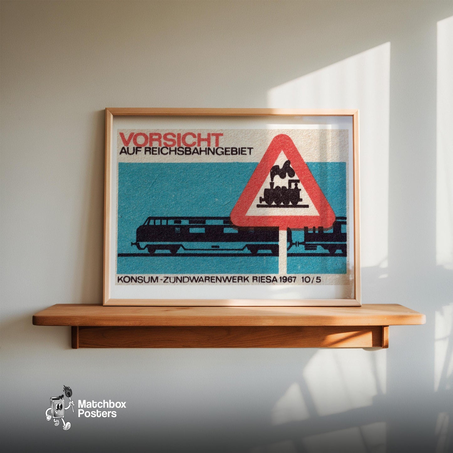 Train Germany 1960s-70s Matchbox Label - vintage matchbox label print - size comparison