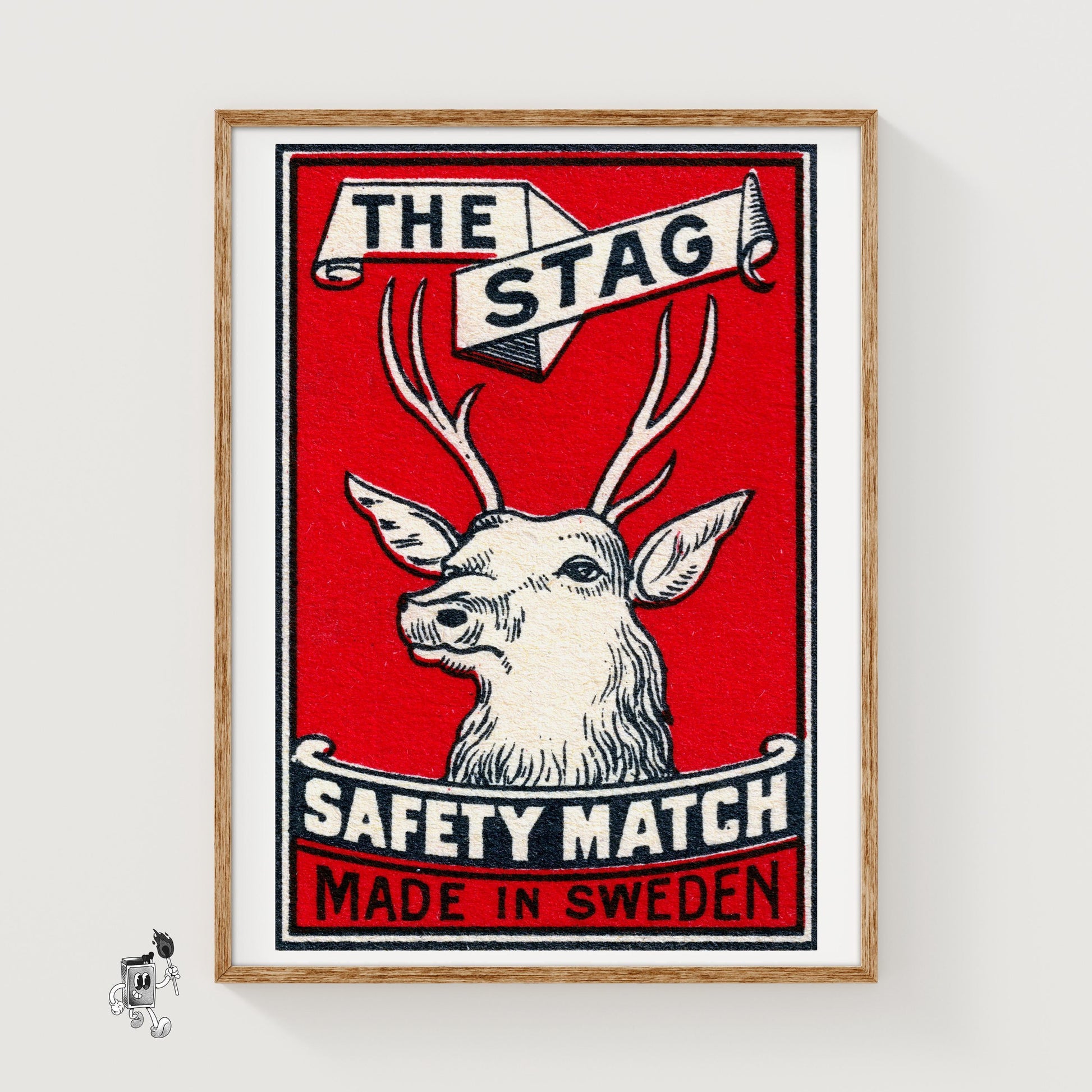 The Stag Deer - vintage matchbox label print