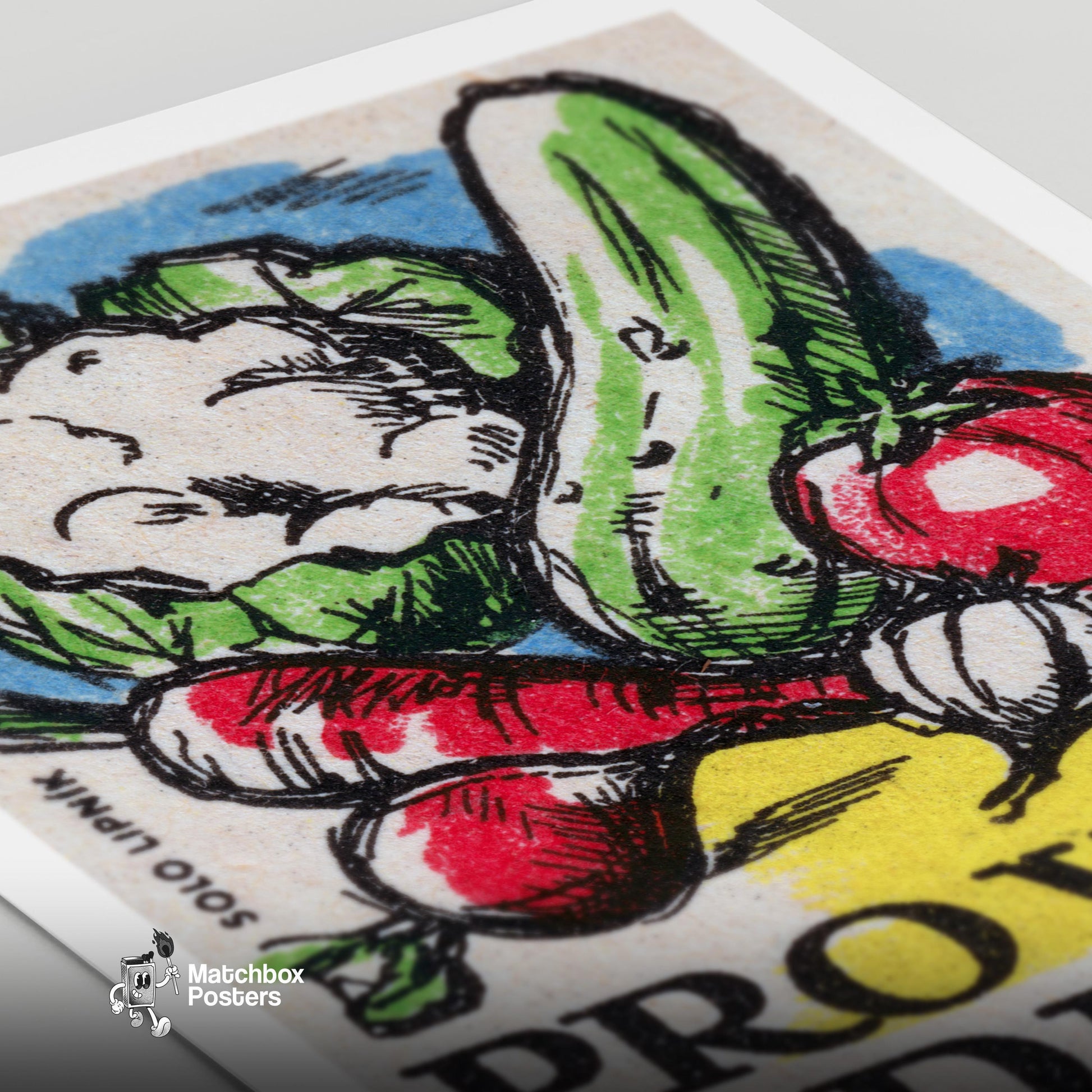 Vegetable - vintage matchbox label print - close-up detail
