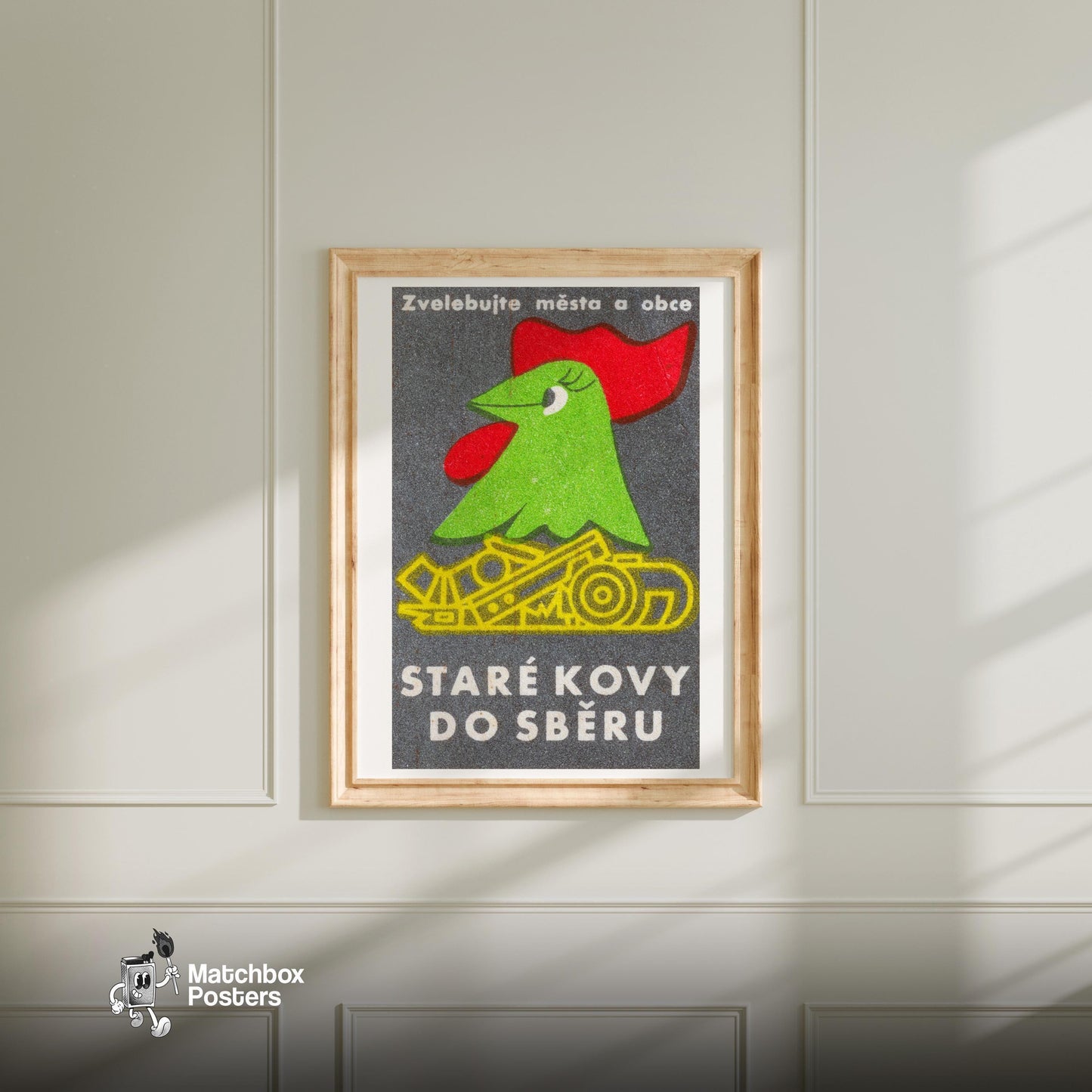 Please Recycle Metal! - vintage matchbox label print - bedroom mockup