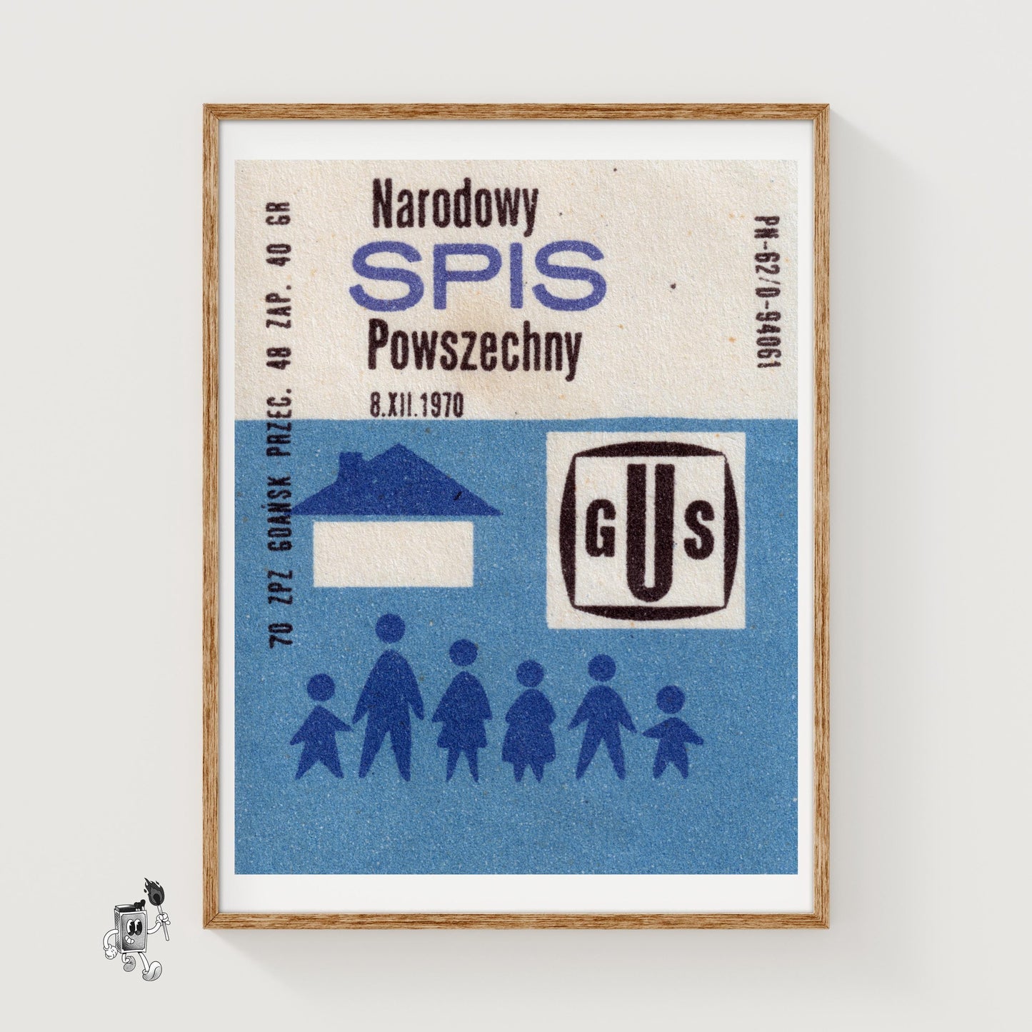 1970 National Census - vintage matchbox label print