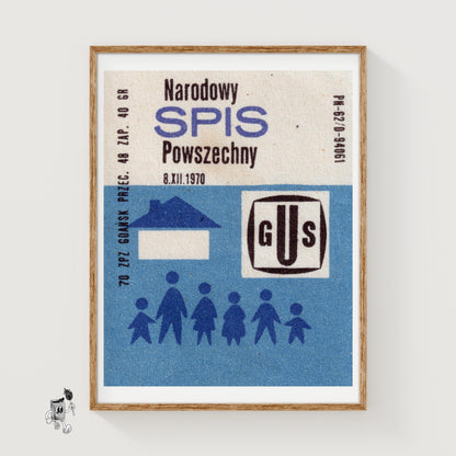 1970 National Census - vintage matchbox label print