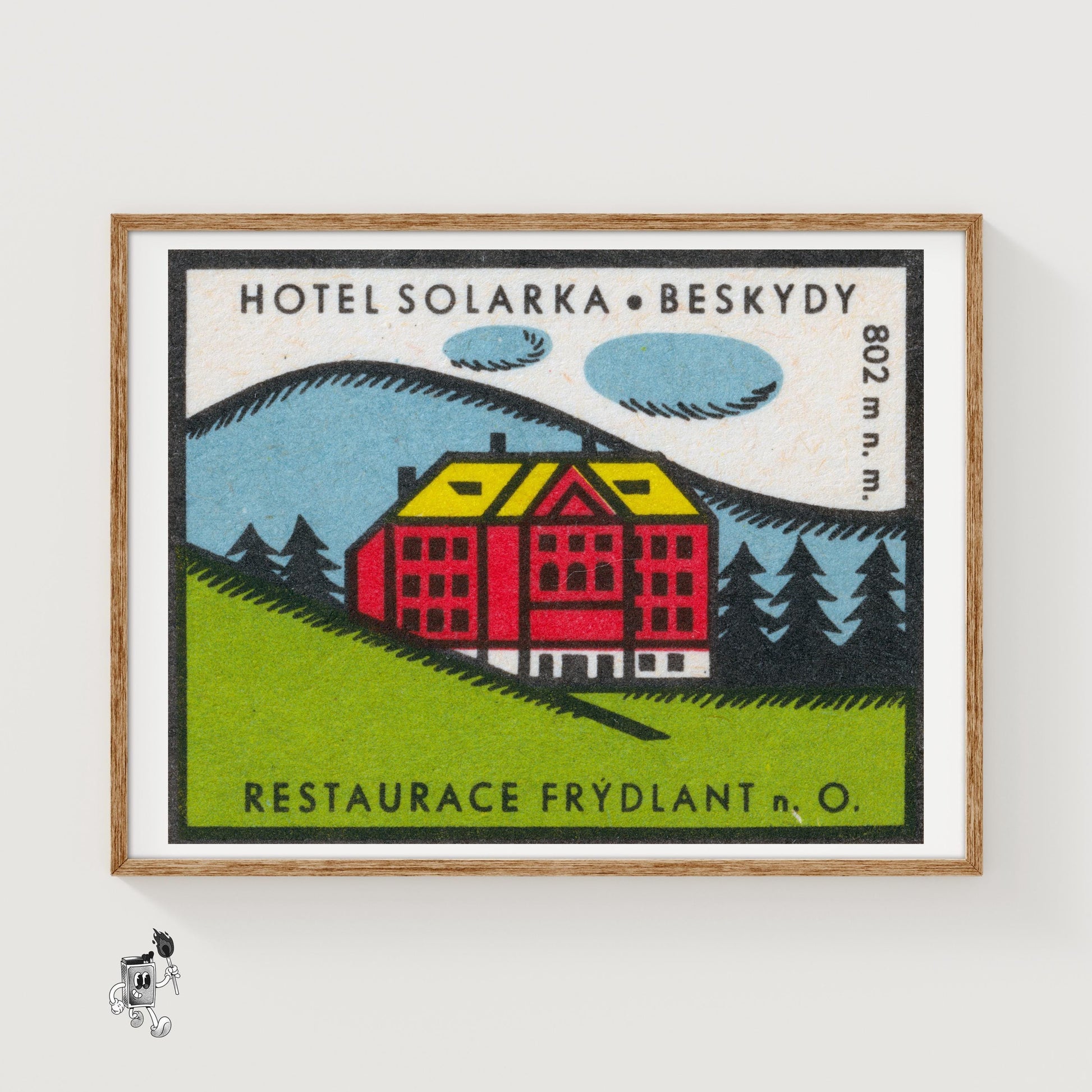 Solarka Hotel - vintage matchbox label print
