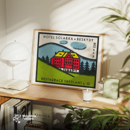 Solarka Hotel - vintage matchbox label print - office wall