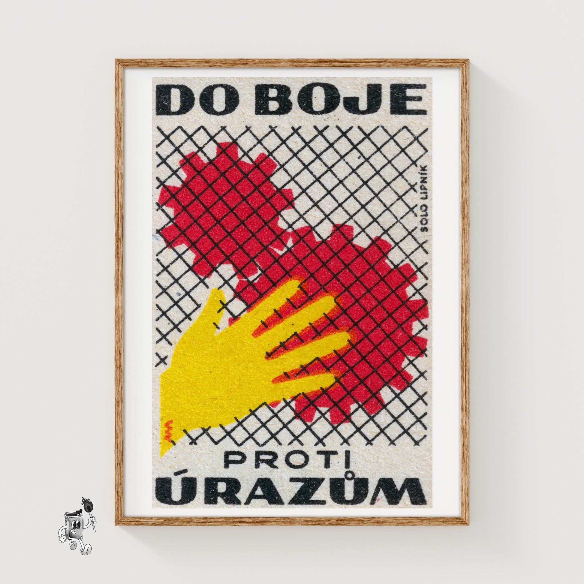 Factory Safety - vintage matchbox label print