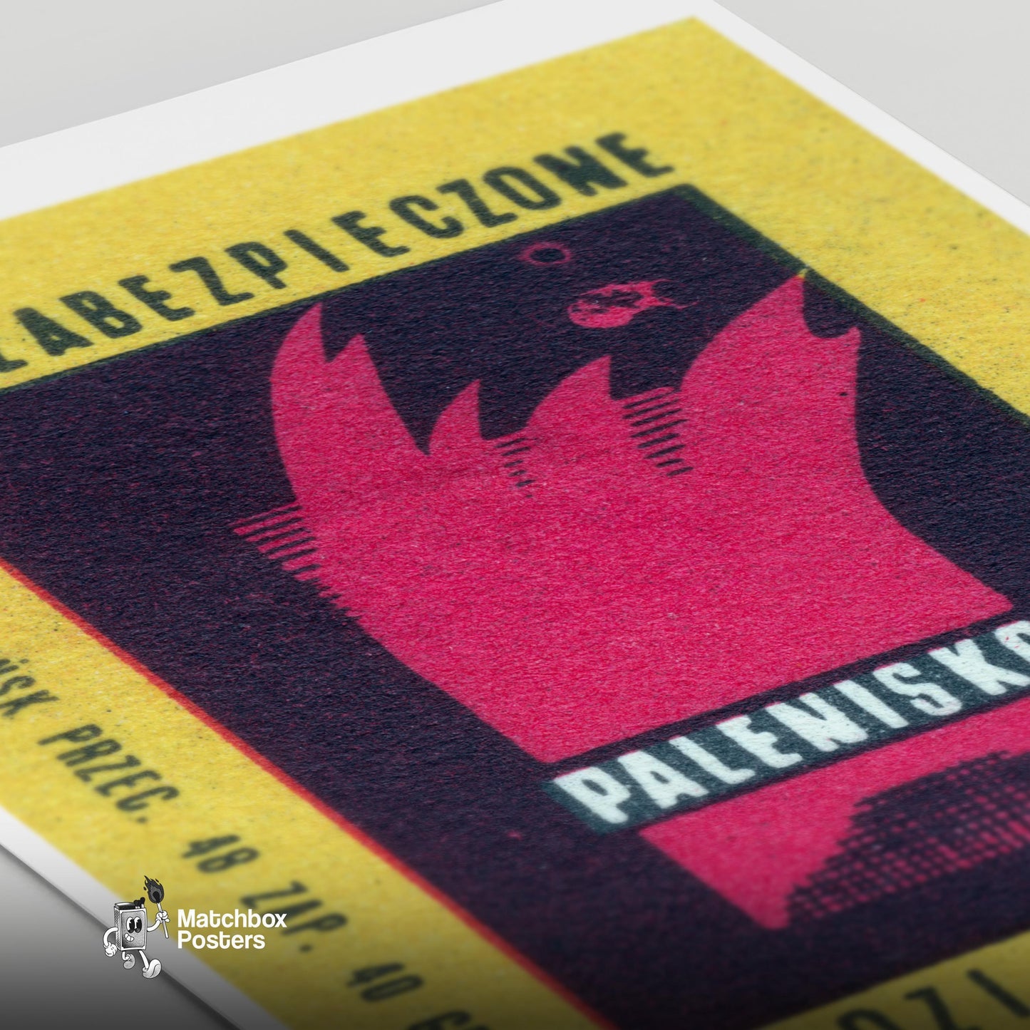 Beware of Fire Danger - vintage matchbox label print - close-up detail