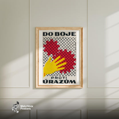 Factory Safety - vintage matchbox label print - bedroom mockup